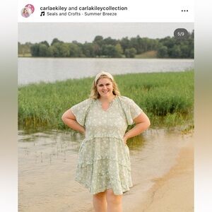 Carla Kiley Collection Light Green Floral Dress